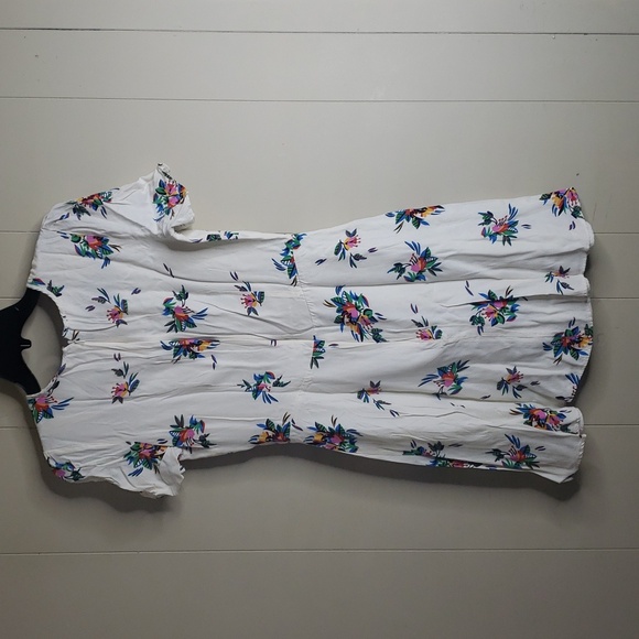 Topshop Ivory Floral Print Short Sleeve Dress 6 - Picture 6 of 6